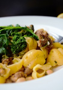 close up rapini pasta