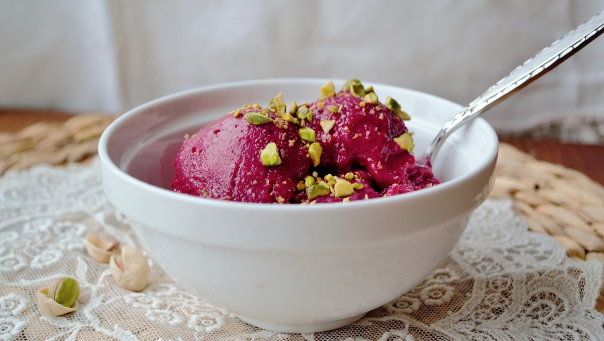vegan beet and pear sorbet