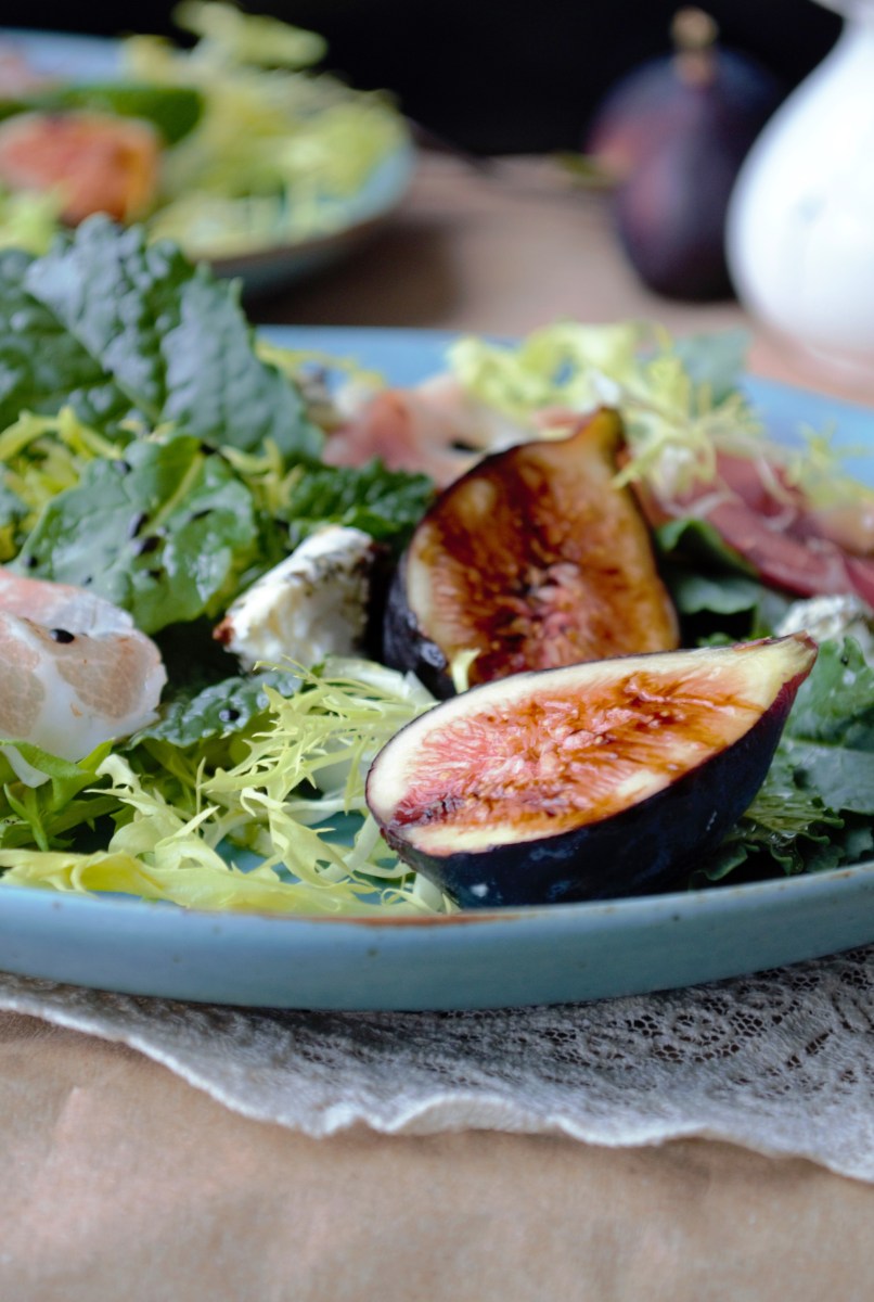 fig, goat cheese and kale salad