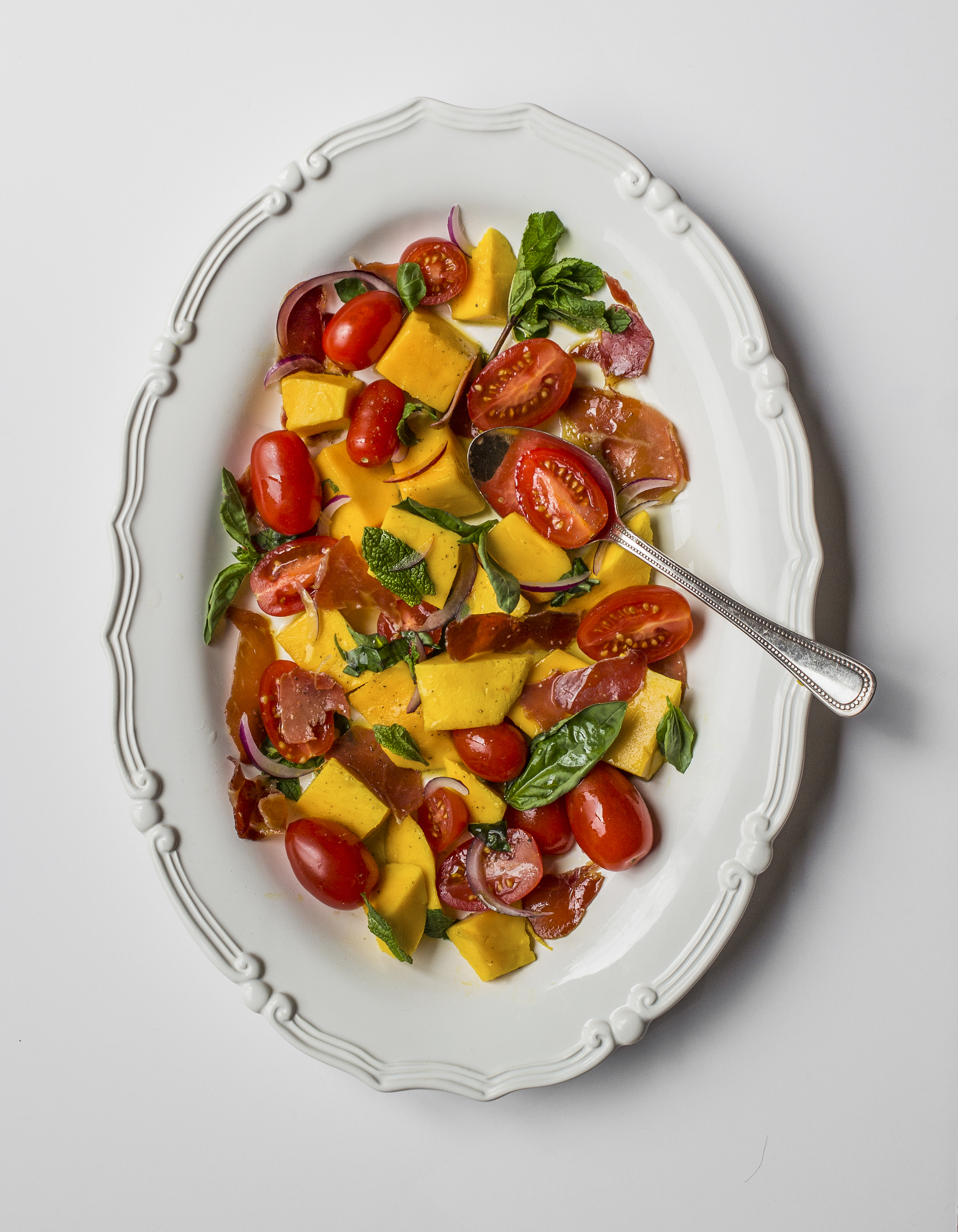 mango salad, antipasto, thai food